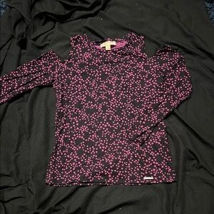 Michael Kors Pink Floral Cold Shoulder Long Sleeve Top